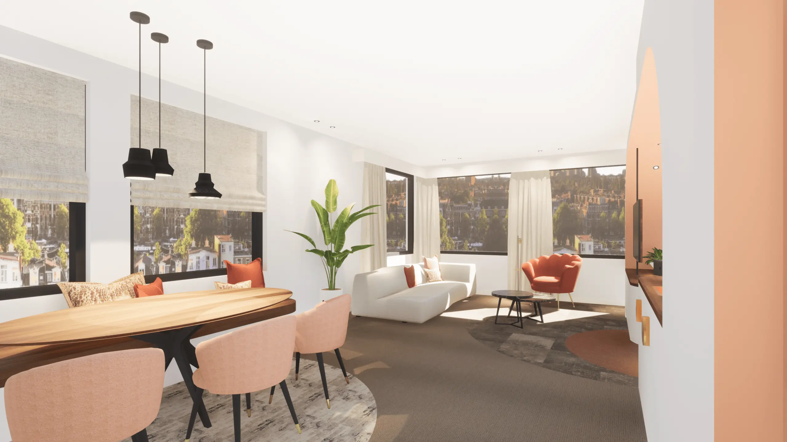 Projectinrichting hotel woonkamer